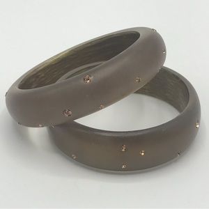 Joan Rivers Brown Bangles Crystal Studded Set of Two